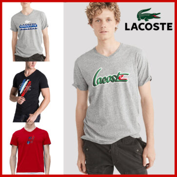 קטלוג חולצות קצרות וי לגברים לקוסט LACOSTE